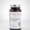 A bottle of In Vitro Health fertility support capsules for women.