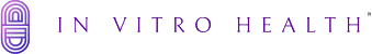 Logo with text 'VITRO HE' and a purple circular design.